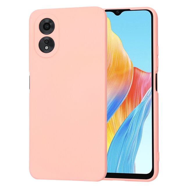Husa pentru  Oppo A18, A38 Liquid Silicone, subțire, captusita cu microfibra, anti amprentă, protectie cameră foto, roz