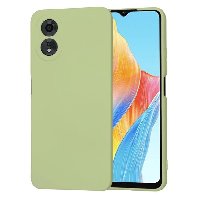 Husa pentru  Oppo A18, A38 Liquid Silicone, subțire, captusita cu microfibra, anti amprentă, protectie cameră foto, verde