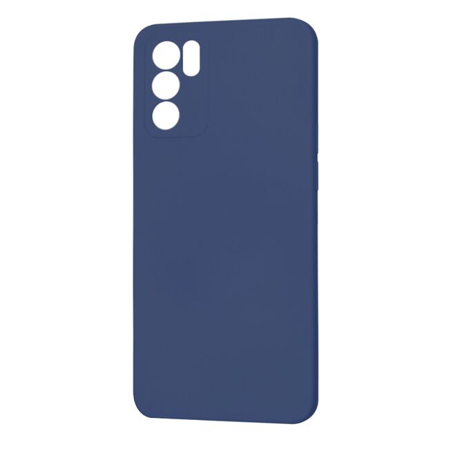 Husa pentru  Oppo Reno 6  Liquid Silicone, subțire, captusita cu microfibra, anti amprentă, protectie cameră foto, albastru