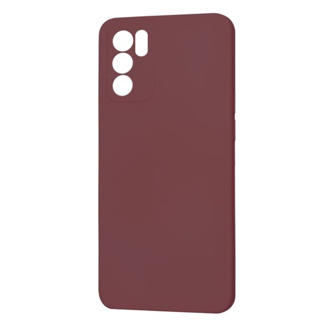Husa pentru  Oppo Reno 6  Liquid Silicone, subțire, captusita cu microfibra, anti amprentă, protectie cameră foto, bordeaux