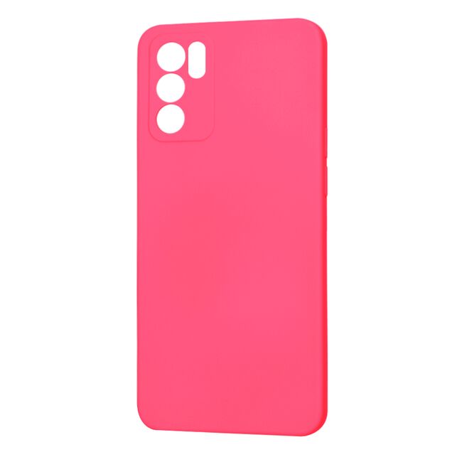 Husa pentru  Oppo Reno 6  Liquid Silicone, subțire, captusita cu microfibra, anti amprentă, protectie cameră foto, fucsia