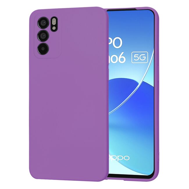 Husa pentru  Oppo Reno 6  Liquid Silicone, subțire, captusita cu microfibra, anti amprentă, protectie cameră foto, mov