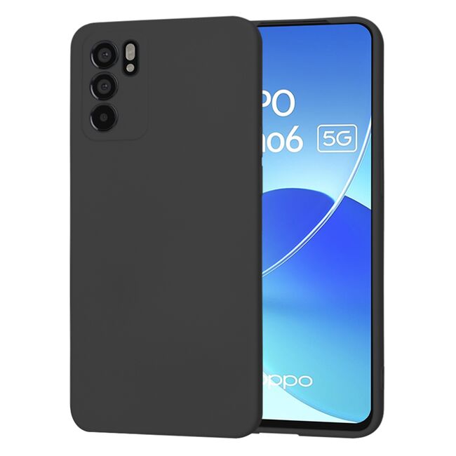 Husa pentru  Oppo Reno 6  Liquid Silicone, subțire, captusita cu microfibra, anti amprentă, protectie cameră foto, negru