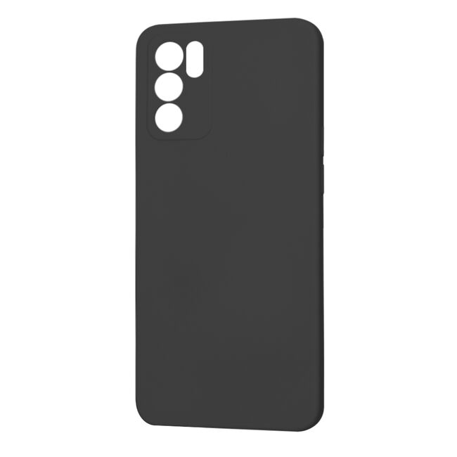 Husa pentru  Oppo Reno 6  Liquid Silicone, subțire, captusita cu microfibra, anti amprentă, protectie cameră foto, negru