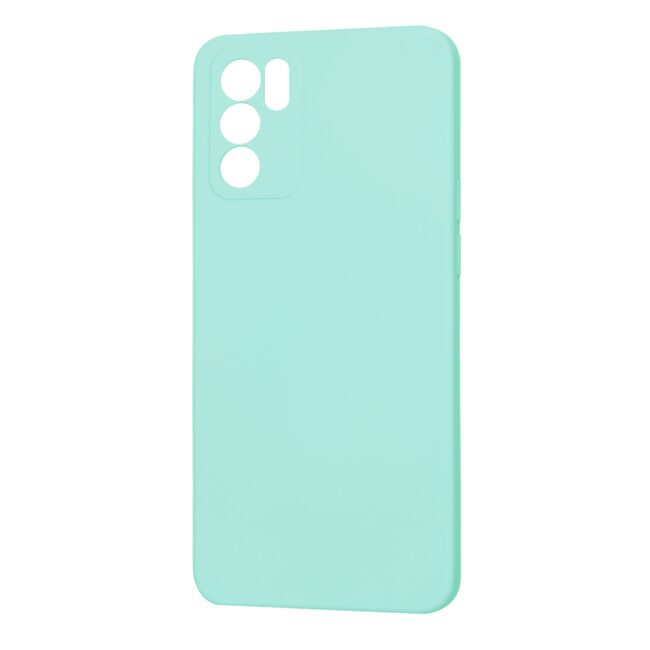 Husa pentru  Oppo Reno 6  Liquid Silicone, subțire, captusita cu microfibra, anti amprentă, protectie cameră foto, turcoaz