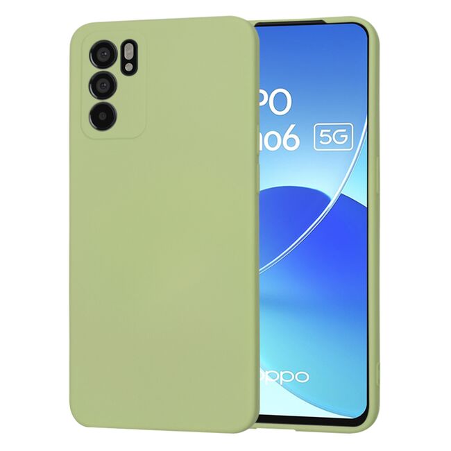 Husa pentru  Oppo Reno 6  Liquid Silicone, subțire, captusita cu microfibra, anti amprentă, protectie cameră foto, verde