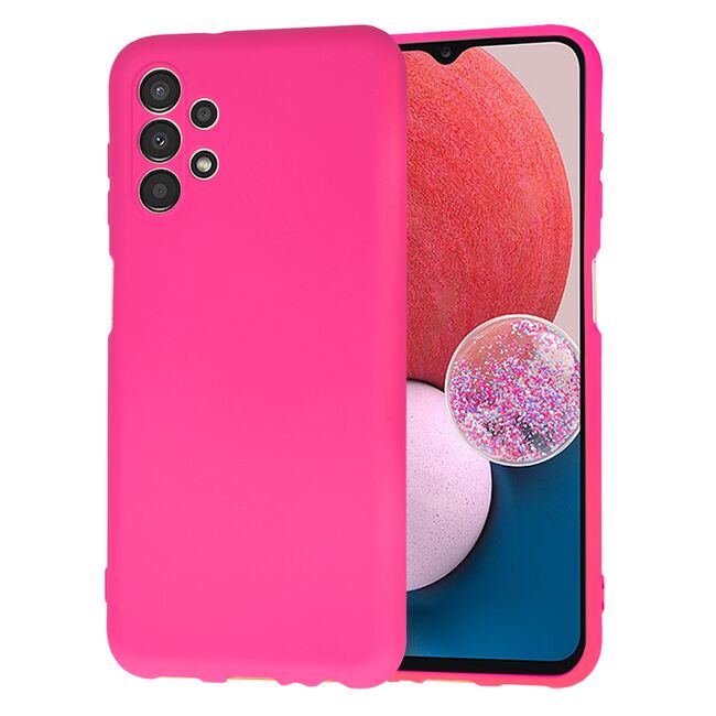 Husa pentru  Samsung Galaxy A13 4G Liquid Silicone, subțire, captusita cu microfibra, anti amprentă, protectie cameră foto, fucsia