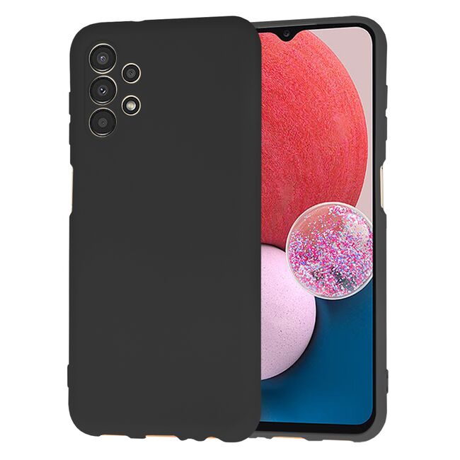 Husa pentru  Samsung Galaxy A13 4G Liquid Silicone, subțire, captusita cu microfibra, anti amprentă, protectie cameră foto, negru