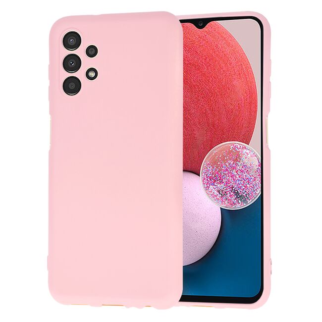 Husa pentru  Samsung Galaxy A13 4G Liquid Silicone, subțire, captusita cu microfibra, anti amprentă, protectie cameră foto, roz