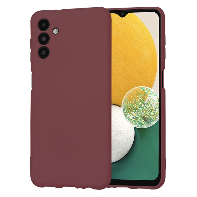 Husa pentru  Samsung Galaxy A13 5G Liquid Silicone, subțire, captusita cu microfibra, anti amprentă, protectie cameră foto, bordeaux