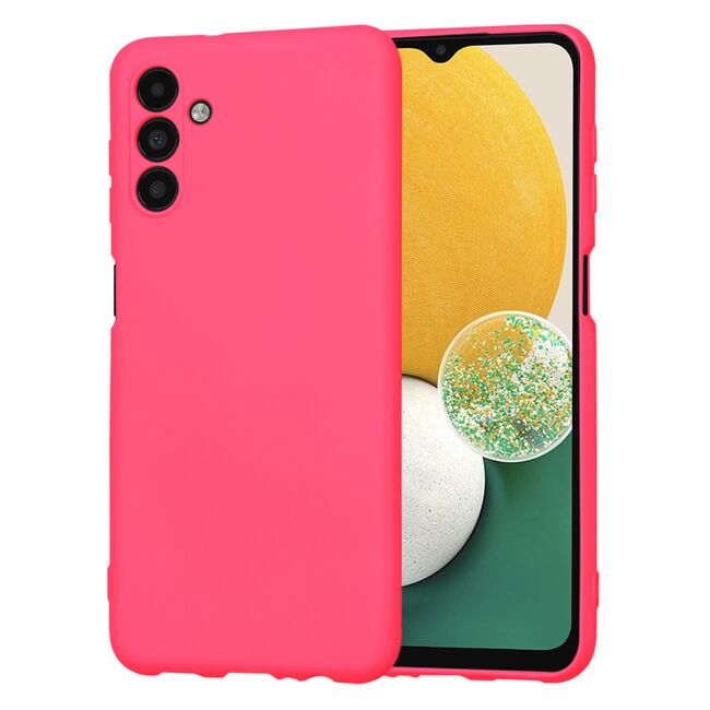 Husa pentru  Samsung Galaxy A13 5G Liquid Silicone, subțire, captusita cu microfibra, anti amprentă, protectie cameră foto, fucsia