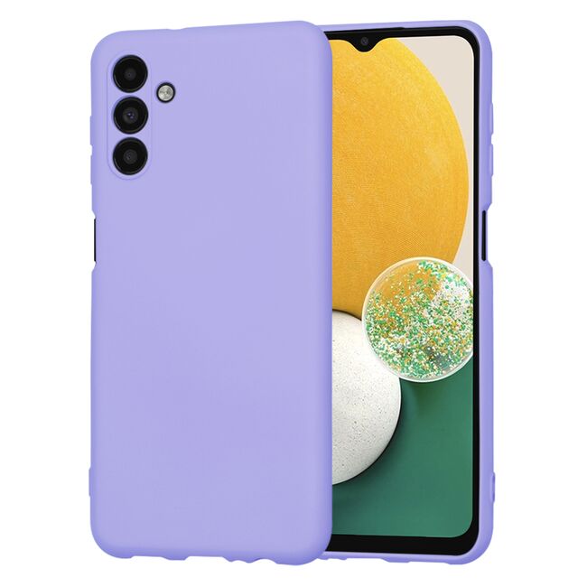 Husa pentru  Samsung Galaxy A13 5G Liquid Silicone, subțire, captusita cu microfibra, anti amprentă, protectie cameră foto, lavanda