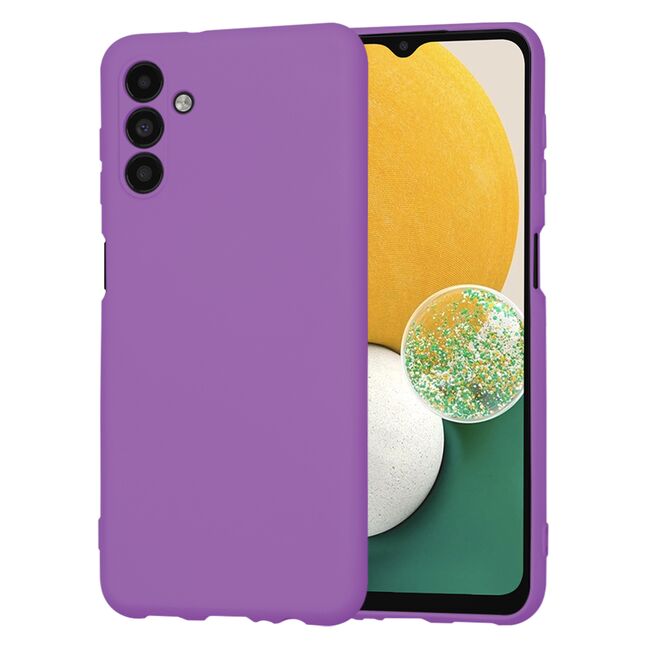 Husa pentru  Samsung Galaxy A13 5G Liquid Silicone, subțire, captusita cu microfibra, anti amprentă, protectie cameră foto, mov