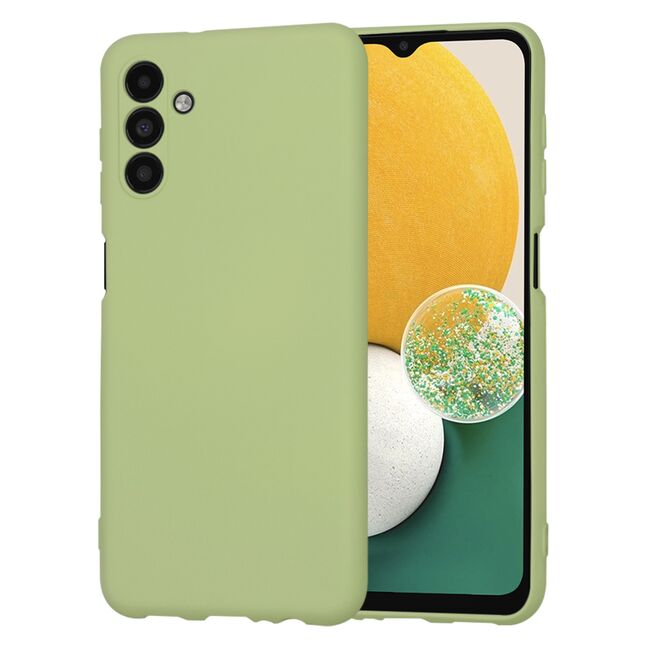 Husa pentru  Samsung Galaxy A13 5G Liquid Silicone, subțire, captusita cu microfibra, anti amprentă, protectie cameră foto, verde