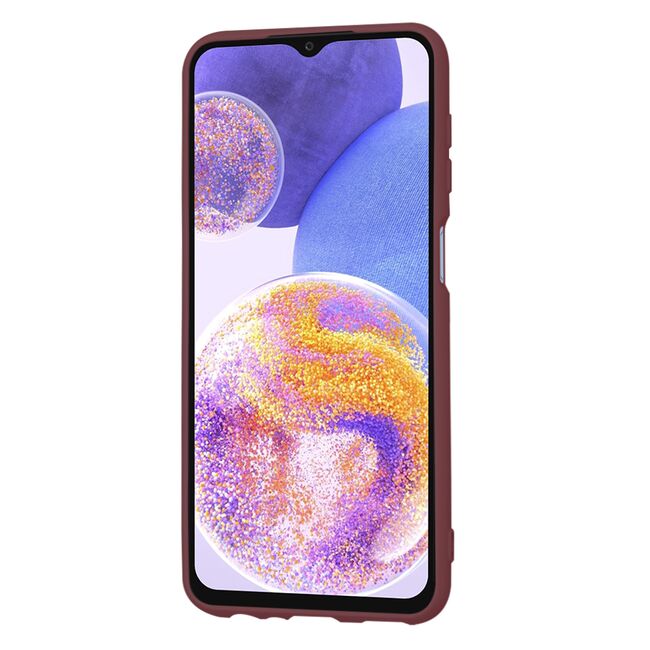 Husa pentru  Samsung Galaxy A23 5G, 4G Liquid Silicone, subțire, captusita cu microfibra, anti amprentă, protectie cameră foto, bordeaux