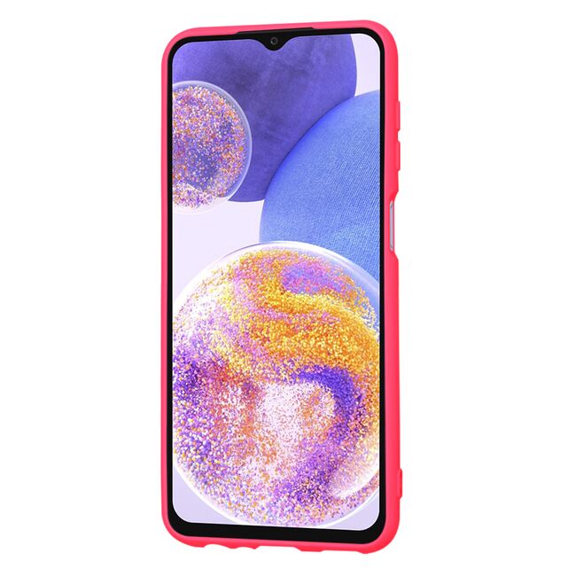 Husa pentru  Samsung Galaxy A23 5G, 4G Liquid Silicone, subțire, captusita cu microfibra, anti amprentă, protectie cameră foto, fucsia