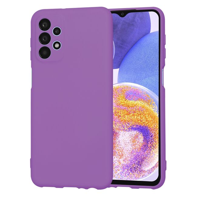 Husa pentru  Samsung Galaxy A23 5G, 4G Liquid Silicone, subțire, captusita cu microfibra, anti amprentă, protectie cameră foto, mov