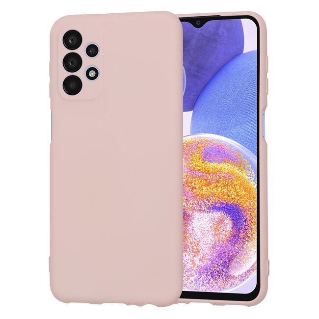 Husa pentru  Samsung Galaxy A23 5G, 4G Liquid Silicone, subțire, captusita cu microfibra, anti amprentă, protectie cameră foto, roz inchis