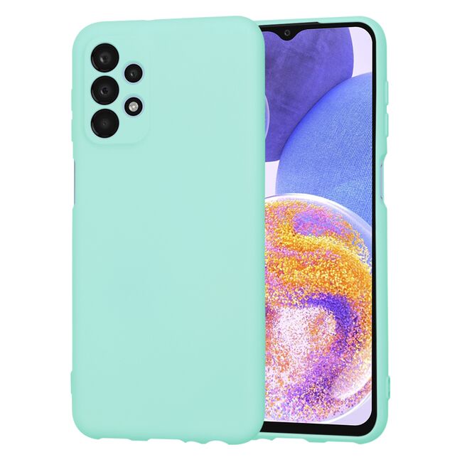 Husa pentru  Samsung Galaxy A23 5G, 4G Liquid Silicone, subțire, captusita cu microfibra, anti amprentă, protectie cameră foto, turcoaz