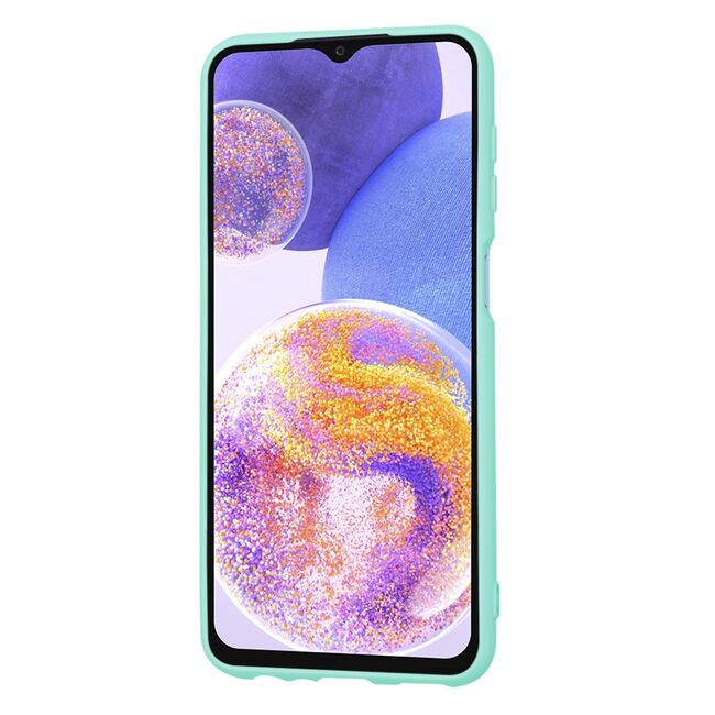 Husa pentru  Samsung Galaxy A23 5G, 4G Liquid Silicone, subțire, captusita cu microfibra, anti amprentă, protectie cameră foto, turcoaz