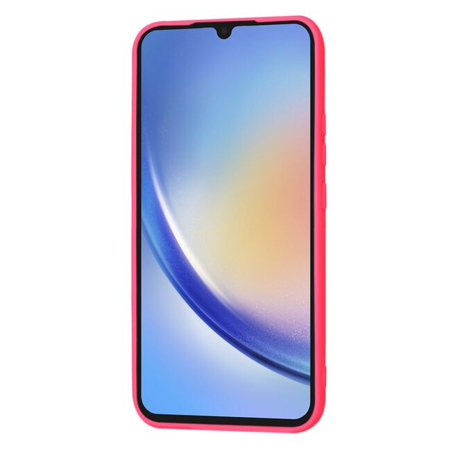 Husa pentru  Samsung Galaxy A34 5G Liquid Silicone, subțire, captusita cu microfibra, anti amprentă, protectie cameră foto, fucsia