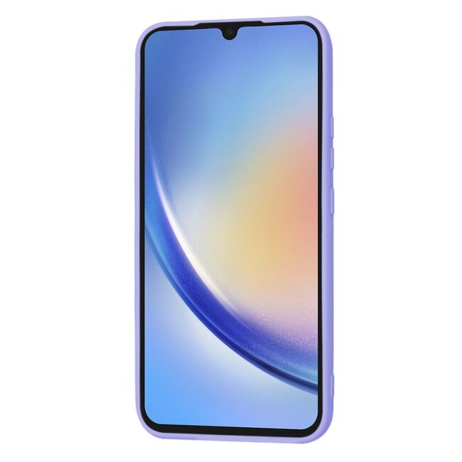 Husa pentru  Samsung Galaxy A34 5G Liquid Silicone, subțire, captusita cu microfibra, anti amprentă, protectie cameră foto, lavanda