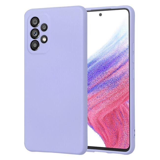 Husa pentru  Samsung Galaxy A53 5G Liquid Silicone, subțire, captusita cu microfibra, anti amprentă, protectie cameră foto, lavanda