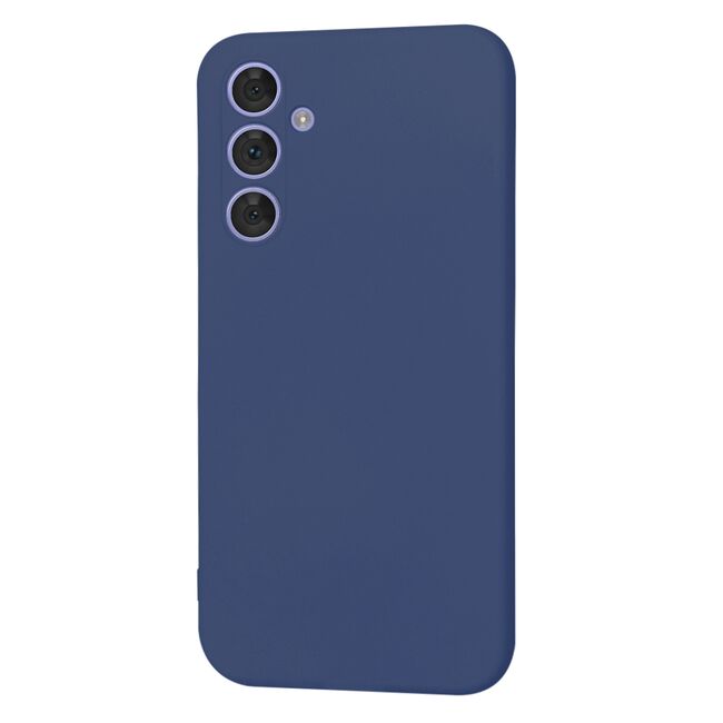 Husa pentru  Samsung Galaxy A54 5G Liquid Silicone, subțire, captusita cu microfibra, anti amprentă, protectie cameră foto, albastru