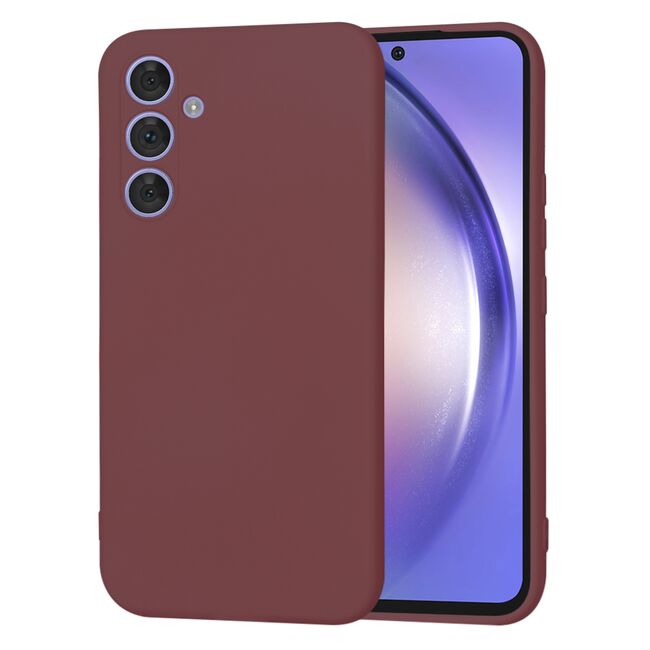Husa pentru  Samsung Galaxy A54 5G Liquid Silicone, subțire, captusita cu microfibra, anti amprentă, protectie cameră foto, bordeaux