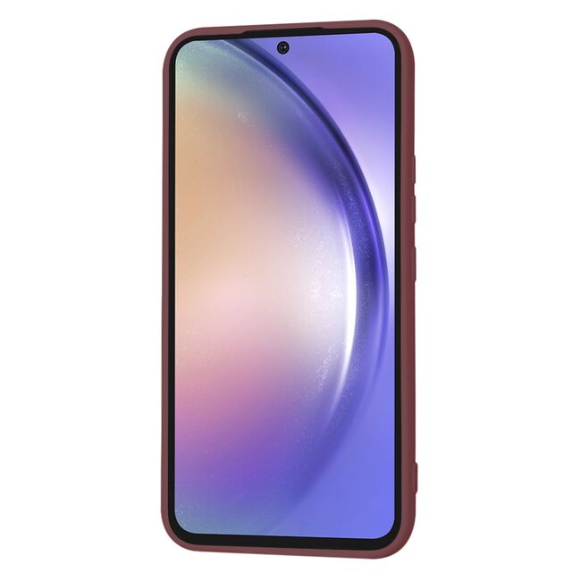 Husa pentru  Samsung Galaxy A54 5G Liquid Silicone, subțire, captusita cu microfibra, anti amprentă, protectie cameră foto, bordeaux