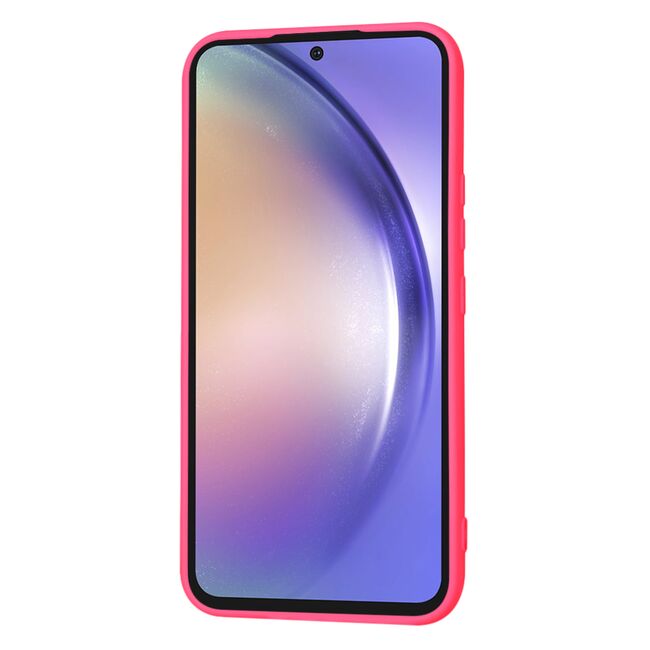 Husa pentru  Samsung Galaxy A54 5G Liquid Silicone, subțire, captusita cu microfibra, anti amprentă, protectie cameră foto, fucsia