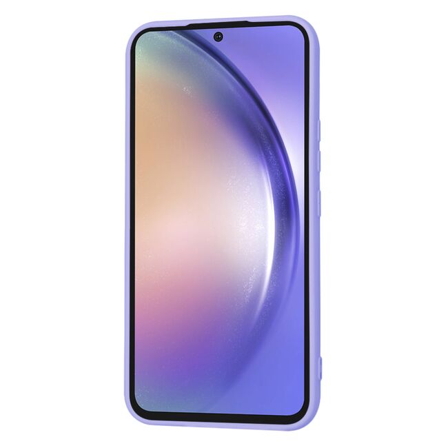 Husa pentru  Samsung Galaxy A54 5G Liquid Silicone, subțire, captusita cu microfibra, anti amprentă, protectie cameră foto, lavanda
