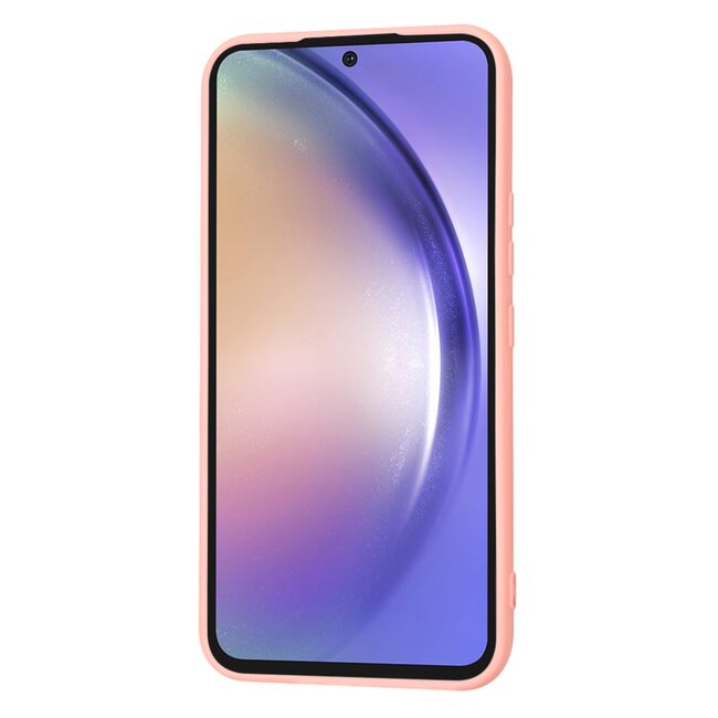 Husa pentru  Samsung Galaxy A54 5G Liquid Silicone, subțire, captusita cu microfibra, anti amprentă, protectie cameră foto, roz