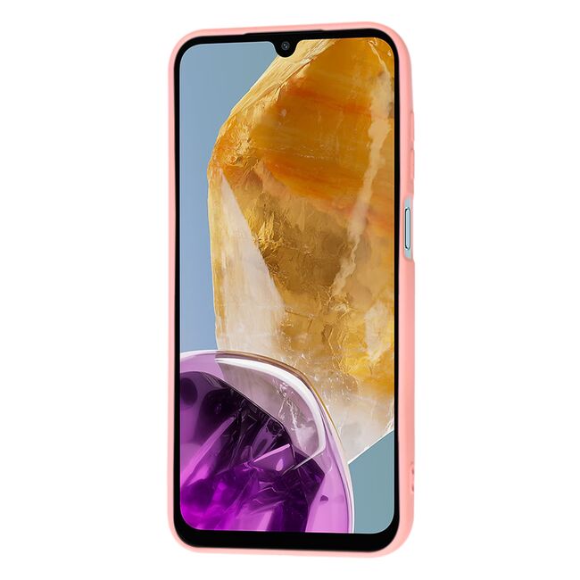 Husa pentru  Samsung Galaxy M15 Liquid Silicone, subțire, captusita cu microfibra, anti amprentă, protectie cameră foto, roz