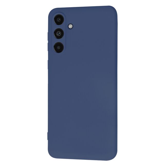 Husa pentru  Samsung Galaxy M55 Liquid Silicone, subțire, captusita cu microfibra, anti amprentă, protectie cameră foto, albastru