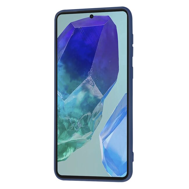 Husa pentru  Samsung Galaxy M55 Liquid Silicone, subțire, captusita cu microfibra, anti amprentă, protectie cameră foto, albastru