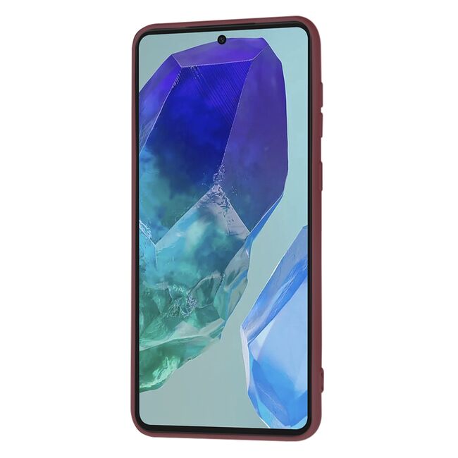 Husa pentru  Samsung Galaxy M55 Liquid Silicone, subțire, captusita cu microfibra, anti amprentă, protectie cameră foto, bordeaux