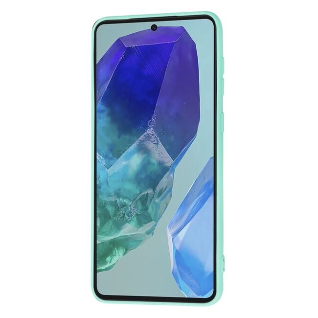 Husa pentru  Samsung Galaxy M55 Liquid Silicone, subțire, captusita cu microfibra, anti amprentă, protectie cameră foto, turcoaz