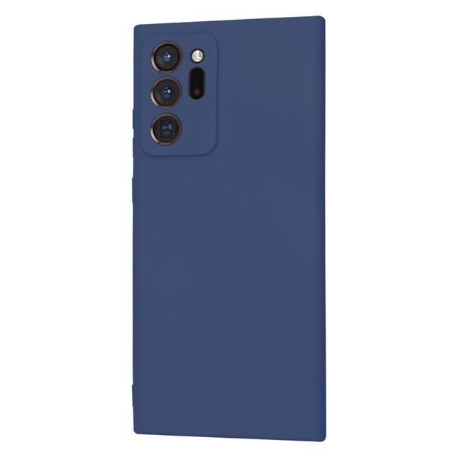 Husa pentru  Samsung Galaxy Note 20 Ultra Liquid Silicone, subțire, captusita cu microfibra, anti amprentă, protectie cameră foto, albastru