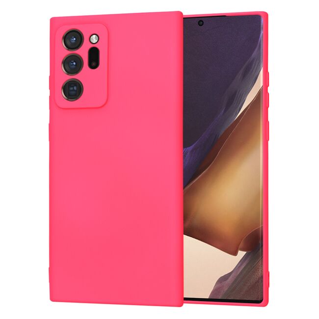 Husa pentru  Samsung Galaxy Note 20 Ultra Liquid Silicone, subțire, captusita cu microfibra, anti amprentă, protectie cameră foto, fucsia