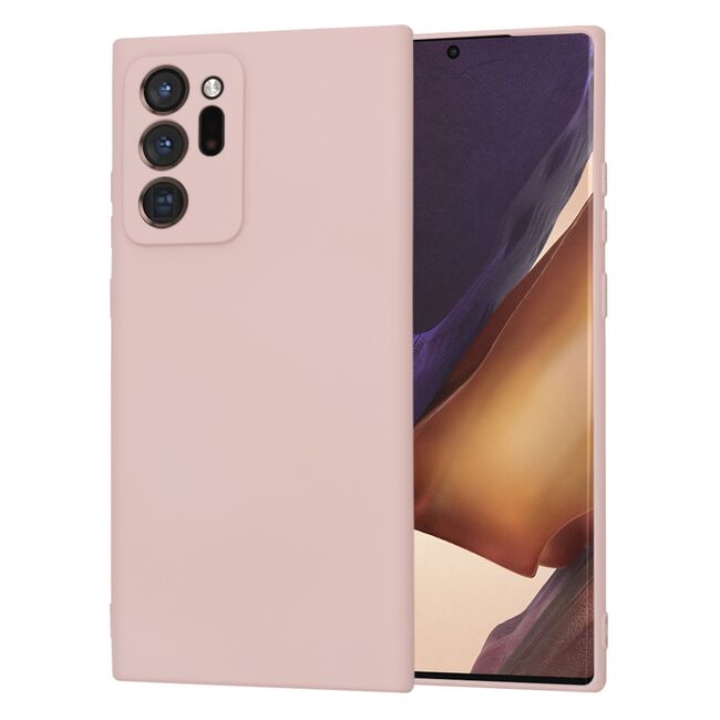 Husa pentru  Samsung Galaxy Note 20 Ultra Liquid Silicone, subțire, captusita cu microfibra, anti amprentă, protectie cameră foto, roz inchis