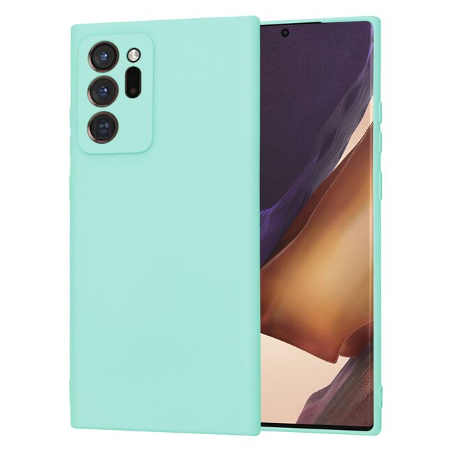 Husa pentru  Samsung Galaxy Note 20 Ultra Liquid Silicone, subțire, captusita cu microfibra, anti amprentă, protectie cameră foto, turcoaz