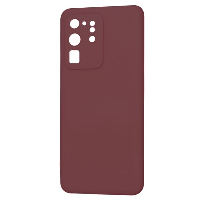 Husa pentru  Samsung Galaxy S20 Ultra Liquid Silicone, subțire, captusita cu microfibra, anti amprentă, protectie cameră foto, bordeaux