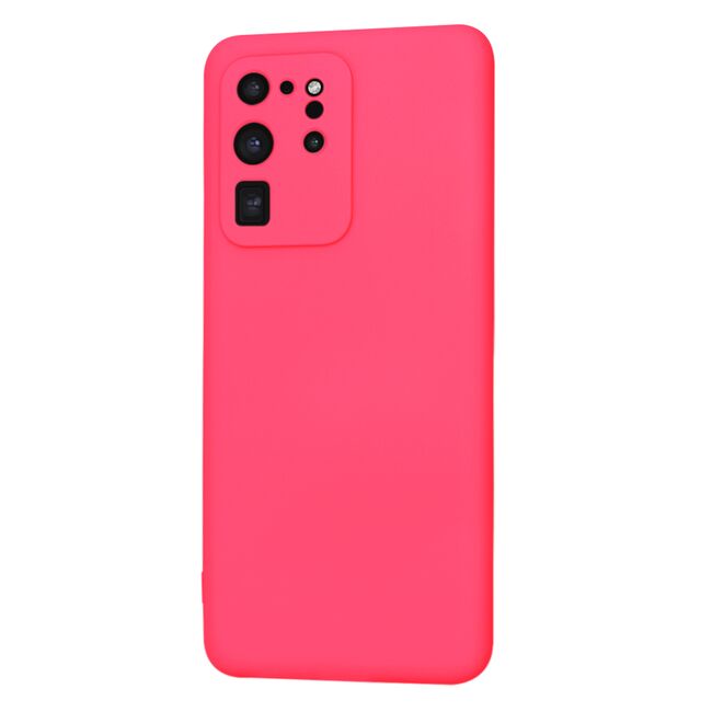 Husa pentru  Samsung Galaxy S20 Ultra Liquid Silicone, subțire, captusita cu microfibra, anti amprentă, protectie cameră foto, fucsia