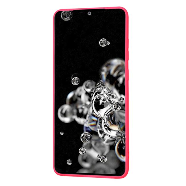 Husa pentru  Samsung Galaxy S20 Ultra Liquid Silicone, subțire, captusita cu microfibra, anti amprentă, protectie cameră foto, fucsia