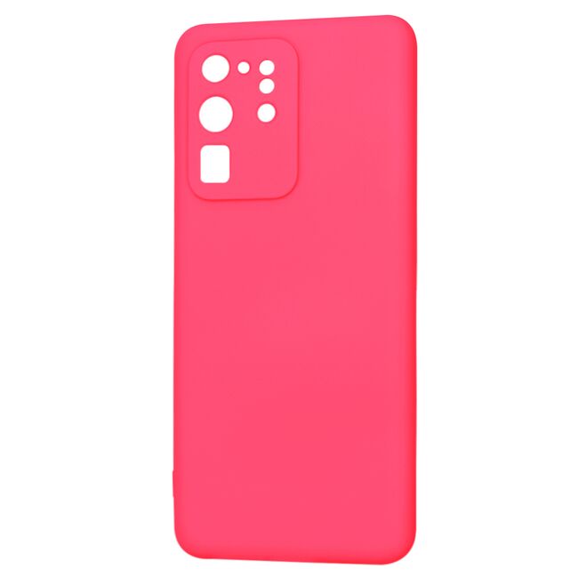 Husa pentru  Samsung Galaxy S20 Ultra Liquid Silicone, subțire, captusita cu microfibra, anti amprentă, protectie cameră foto, fucsia