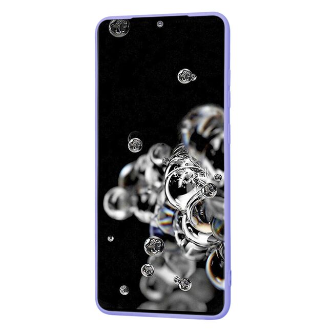 Husa pentru  Samsung Galaxy S20 Ultra Liquid Silicone, subțire, captusita cu microfibra, anti amprentă, protectie cameră foto, lavanda