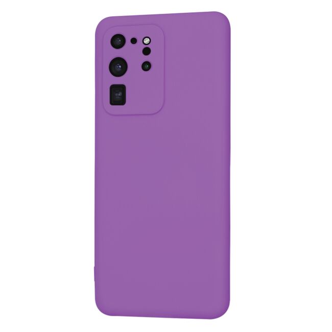 Husa pentru  Samsung Galaxy S20 Ultra Liquid Silicone, subțire, captusita cu microfibra, anti amprentă, protectie cameră foto, mov