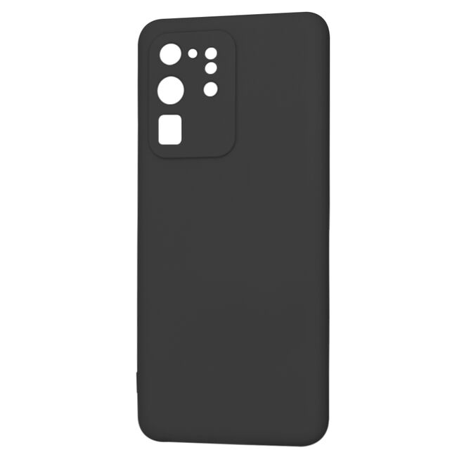 Husa pentru  Samsung Galaxy S20 Ultra Liquid Silicone, subțire, captusita cu microfibra, anti amprentă, protectie cameră foto, negru