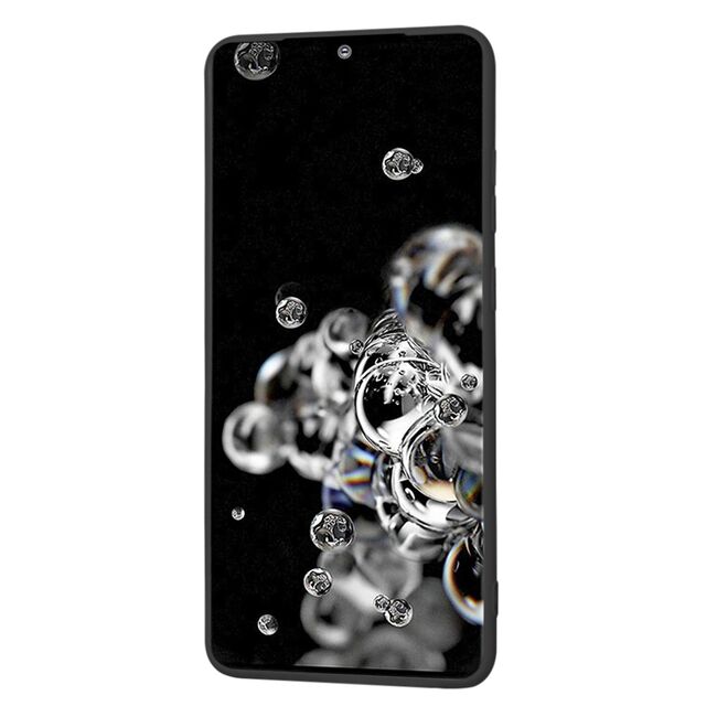 Husa pentru  Samsung Galaxy S20 Ultra Liquid Silicone, subțire, captusita cu microfibra, anti amprentă, protectie cameră foto, negru
